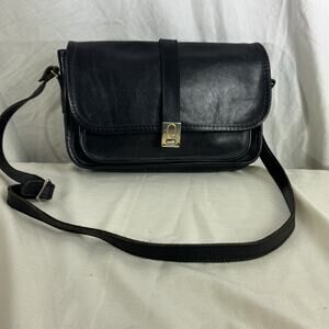 VINTAGE MICHAEL GREEN / LIMITED EDITION CROSSBODY LEATHER BAG , BLACK